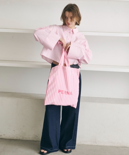 PERNA（ペルナ）の「ストライプロゴトートバッグ（トートバッグ・レディース・ピンク/ブルー・FREE）」の13枚目の写真