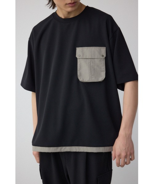 AZUL by moussy(アズールバイマウジー)の「カラースキームドロストTシャツ(Tシャツ/カットソー・メンズ・ブラック/カーキ/ライトグレー・MEDIUM/LARGE)」の2枚目の写真