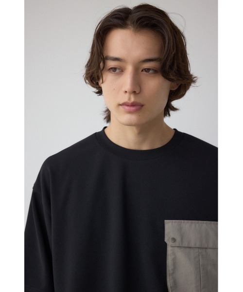 AZUL by moussy(アズールバイマウジー)の「カラースキームドロストTシャツ(Tシャツ/カットソー・メンズ・ブラック/カーキ/ライトグレー・MEDIUM/LARGE)」の4枚目の写真