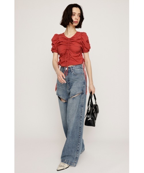SLY（スライ）の「GATHER WOVEN TOPS ギャザー ウーブン トップス 夏服（シャツ/ブラウス・レディース・ホワイト/レッド/ブラック・FREE）」の11枚目の写真