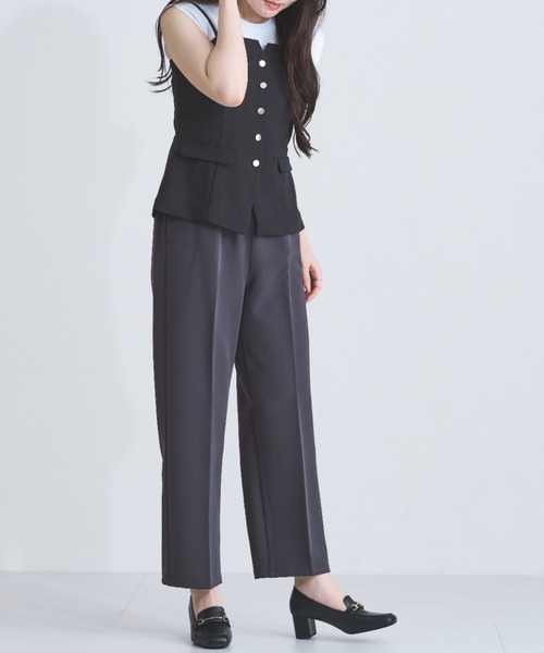 MISCH MASCH(ミッシュマッシュ)の「センタープレスイージーパンツ(その他パンツ・レディース・ブルーグレー/チャコールグレー/サンドグレー・マルチサイズ)」の4枚目の写真