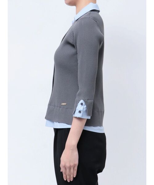 TONAL(トーナル)の「シャツドッキングリブニット(ニット/セーター・レディース・ブラック/オフホワイト/グレー・MEDIUM)」の14枚目の写真