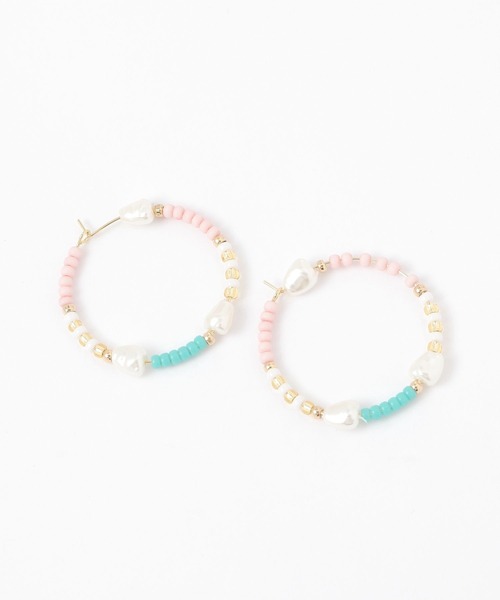 niko and...（ニコアンド）の「カラフルビーズフープピアス（ピアス（両耳用）・レディース・ピンク/オレンジ・0）」の5枚目の写真