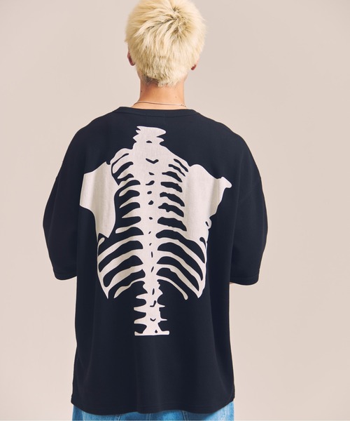 VANSON（ヴァンソン）の「VANSON-SKELTON BONES-Thermal Tee（Tシャツ/カットソー・メンズ・ブラック/ホワイト・XL/L/M）」の2枚目の写真