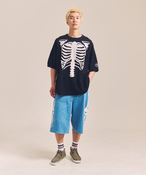 VANSON（ヴァンソン）の「VANSON-SKELTON BONES-Thermal Tee（Tシャツ/カットソー・メンズ・ブラック/ホワイト・XL/L/M）」の4枚目の写真