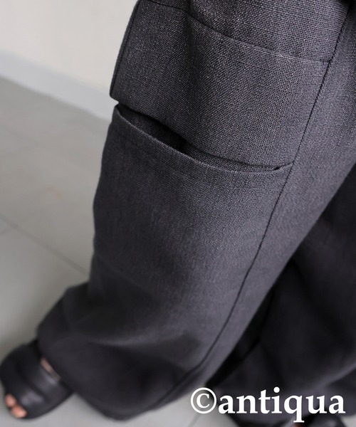 antiqua(アンティカ)の「リネンタッチ変形カーゴパンツ(カーゴパンツ・レディース・ブラック/ナチュラル/ブルー・ONESIZE)」の6枚目の写真