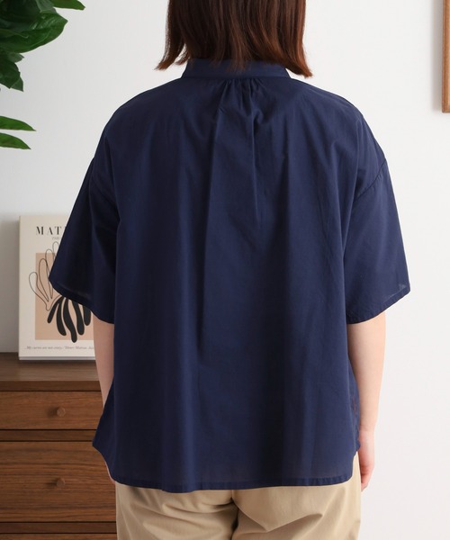 ブラウス シャツ sosotto スティック刺繍 ちび衿5分袖ブラウス レディース セール】sosotto スティック刺繍 ちび衿5分袖ブラウス（シャツ