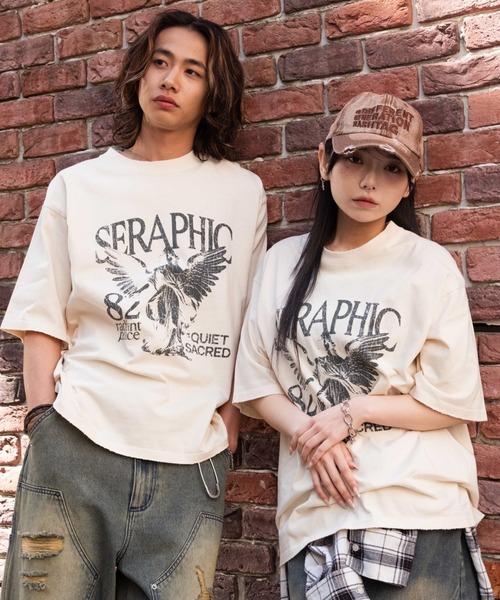 WEGO(ウィゴー)の「WEGO/ブリーチヴィンテージグラフィックT(Tシャツ/カットソー・メンズ・スミクロ/オフホワイト/ブラック系その他・MEDIUM/LARGE)」の1枚目の写真
