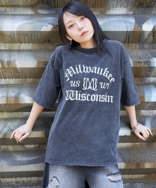 WEGO(ウィゴー)の「WEGO/ブリーチヴィンテージグラフィックT(Tシャツ/カットソー・メンズ・スミクロ/オフホワイト/ブラック系その他・MEDIUM/LARGE)」の2枚目の写真