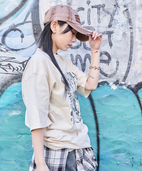 WEGO(ウィゴー)の「WEGO/ブリーチヴィンテージグラフィックT(Tシャツ/カットソー・メンズ・スミクロ/オフホワイト/ブラック系その他・MEDIUM/LARGE)」の6枚目の写真