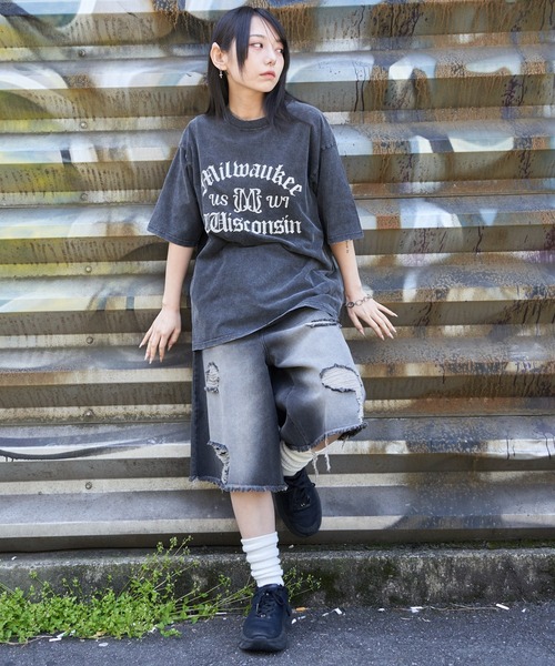 WEGO(ウィゴー)の「WEGO/ブリーチヴィンテージグラフィックT(Tシャツ/カットソー・メンズ・スミクロ/オフホワイト/ブラック系その他・MEDIUM/LARGE)」の19枚目の写真