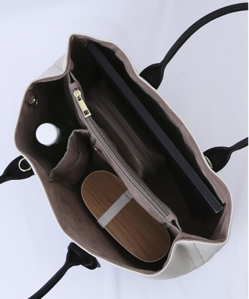 cache cache(カシュ カシュ)の「cache cache カシュカシュ ショルダー付きパーテーショントートL(トートバッグ・レディース・グレー系その他/ブラックミックス/ミックスグレー/ブラック/ベージュ・FREE)」の13枚目の写真