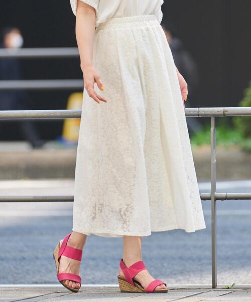 DRESKIP（ドレスキップ）の「【S-LL】メッシュレースが魅力的なフレアスカート（スカート・レディース・ブラック/オフホワイト/チャコールグレー・01/02/03/04）」の4枚目の写真