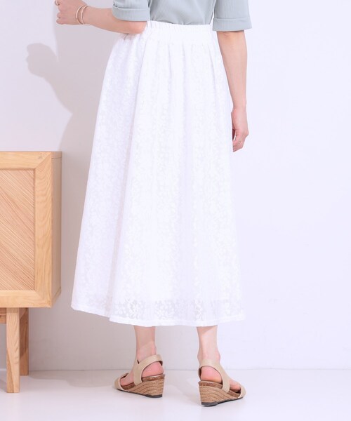 DRESKIP（ドレスキップ）の「【S-LL】メッシュレースが魅力的なフレアスカート（スカート・レディース・ブラック/オフホワイト/チャコールグレー・01/02/03/04）」の6枚目の写真