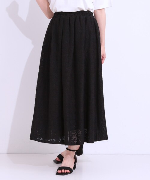 DRESKIP（ドレスキップ）の「【S-LL】メッシュレースが魅力的なフレアスカート（スカート・レディース・ブラック/オフホワイト/チャコールグレー・01/02/03/04）」の9枚目の写真