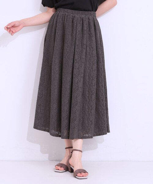 DRESKIP（ドレスキップ）の「【S-LL】メッシュレースが魅力的なフレアスカート（スカート・レディース・ブラック/オフホワイト/チャコールグレー・01/02/03/04）」の13枚目の写真