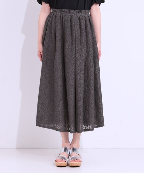 DRESKIP（ドレスキップ）の「【S-LL】メッシュレースが魅力的なフレアスカート（スカート・レディース・ブラック/オフホワイト/チャコールグレー・01/02/03/04）」の17枚目の写真