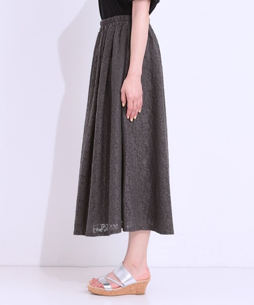 DRESKIP（ドレスキップ）の「【S-LL】メッシュレースが魅力的なフレアスカート（スカート・レディース・ブラック/オフホワイト/チャコールグレー・01/02/03/04）」の18枚目の写真