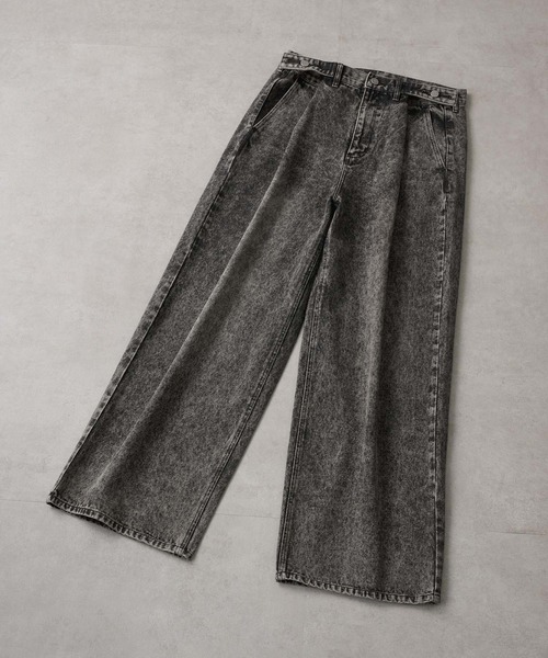 ヴィンテージ加工アジャスタブルラップデニムパンツ（デニムパンツ