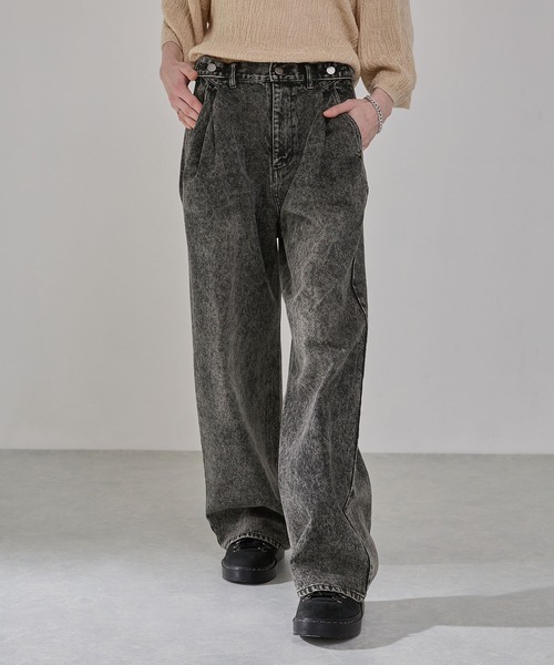 EMMA CLOTHES(エマクローズ)の「ヴィンテージ加工アジャスタブルラップデニムパンツ(デニムパンツ・メンズ・グレー/ブラック・L/M/S)」の11枚目の写真