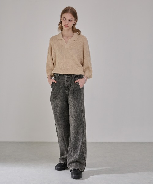 EMMA CLOTHES(エマクローズ)の「ヴィンテージ加工アジャスタブルラップデニムパンツ(デニムパンツ・メンズ・グレー/ブラック・L/M/S)」の9枚目の写真