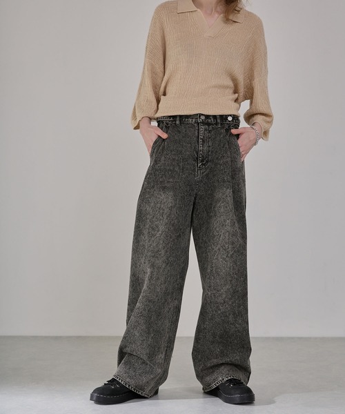EMMA CLOTHES(エマクローズ)の「ヴィンテージ加工アジャスタブルラップデニムパンツ(デニムパンツ・メンズ・グレー/ブラック・L/M/S)」の8枚目の写真