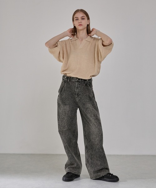 EMMA CLOTHES(エマクローズ)の「ヴィンテージ加工アジャスタブルラップデニムパンツ(デニムパンツ・メンズ・グレー/ブラック・L/M/S)」の7枚目の写真