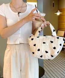 Liaa/ブラックハート柄ミニトートバッグ A18145