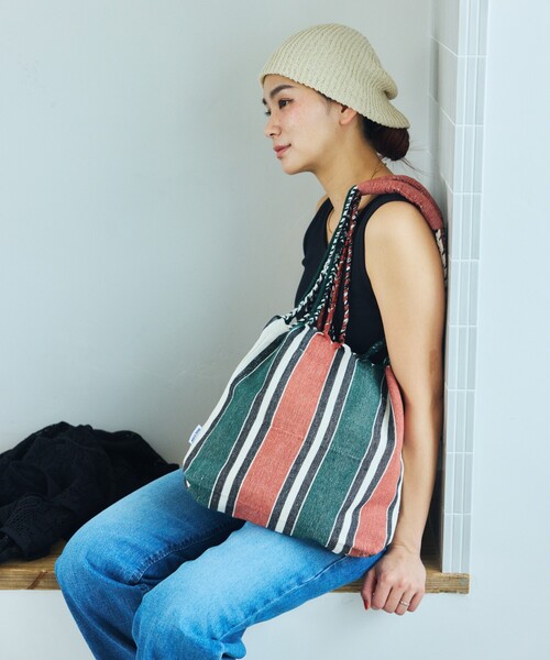 DULTON(ダルトン)の「DULTON/ダルトン HAMMOCK TOTE S ハンモック ストライプトートS(トートバッグ・レディース・イエロー/ネイビー/ピンク/レッド/グリーン/ブルー・ONE SIZE)」の1枚目の写真