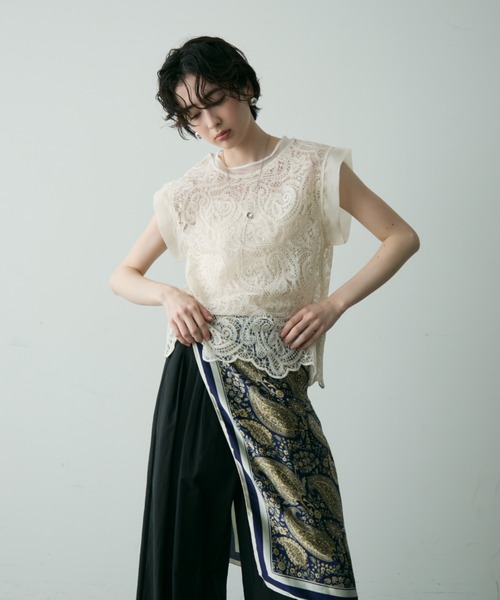 Trish（トリッシュ）の「ボヘミアンレースPO（インナーキャミ付き）（Tシャツ/カットソー・レディース・ブラック/アイボリー・FREE）」の22枚目の写真