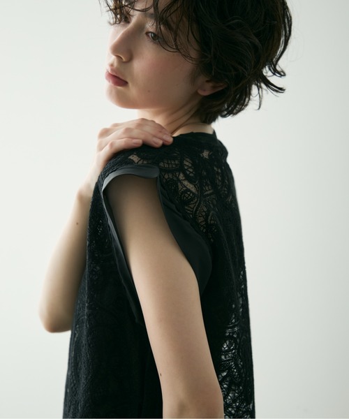 Trish（トリッシュ）の「ボヘミアンレースPO（インナーキャミ付き）（Tシャツ/カットソー・レディース・ブラック/アイボリー・FREE）」の12枚目の写真