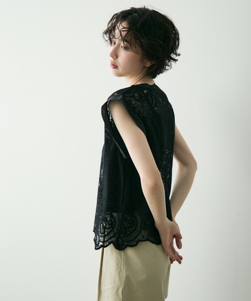 Trish（トリッシュ）の「ボヘミアンレースPO（インナーキャミ付き）（Tシャツ/カットソー・レディース・ブラック/アイボリー・FREE）」の16枚目の写真