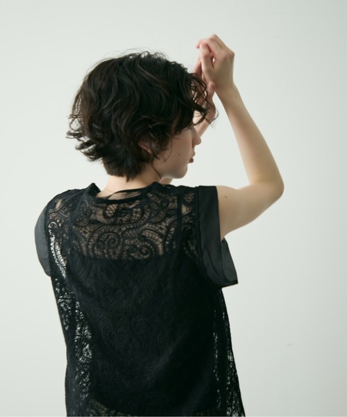 Trish（トリッシュ）の「ボヘミアンレースPO（インナーキャミ付き）（Tシャツ/カットソー・レディース・ブラック/アイボリー・FREE）」の9枚目の写真