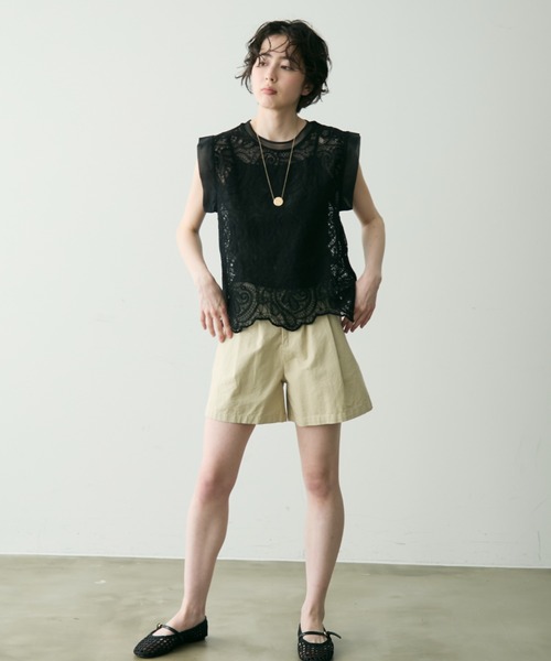Trish（トリッシュ）の「ボヘミアンレースPO（インナーキャミ付き）（Tシャツ/カットソー・レディース・ブラック/アイボリー・FREE）」の3枚目の写真