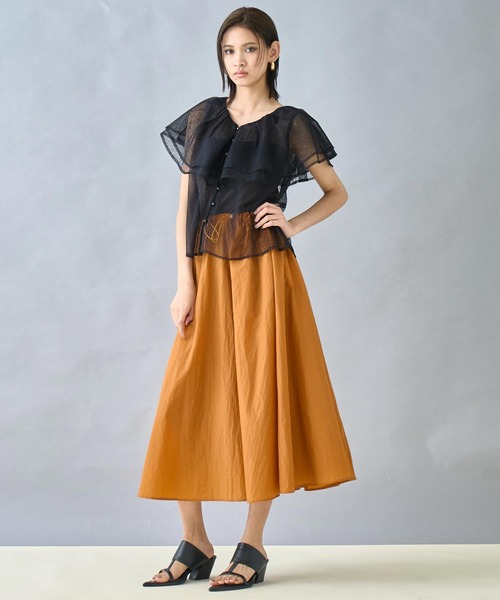 Settimissimo(セッティミッシモ)の「ビッグ フリルカラー ノースリーブ シアー ブラウス(シャツ/ブラウス・レディース・アイボリー/ブラック・FREE)」の6枚目の写真