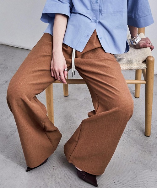 Fashion Letter（ファッションレター）の「ストライプ&無地 パジャマパンツ（スウェットパンツ・レディース・マスタード/ブルー系その他/グリーン系その他/テラコッタ/ブラック/グレイッシュベージュ/ブラウン系その他/ブラック系その他/ネイビー系・M）」の4枚目の写真