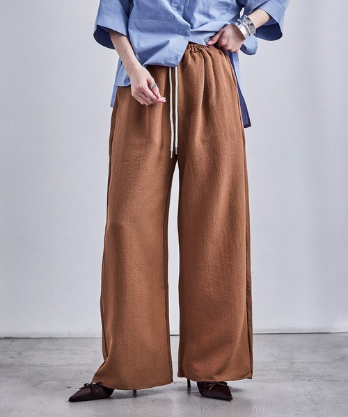 Fashion Letter（ファッションレター）の「ストライプ&無地 パジャマパンツ（スウェットパンツ・レディース・マスタード/ブルー系その他/グリーン系その他/テラコッタ/ブラック/グレイッシュベージュ/ブラウン系その他/ブラック系その他/ネイビー系・M）」の11枚目の写真