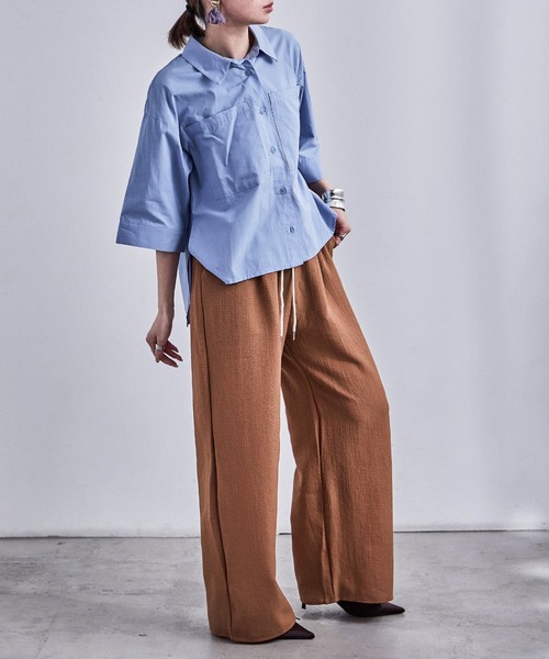 Fashion Letter（ファッションレター）の「ストライプ&無地 パジャマパンツ（スウェットパンツ・レディース・マスタード/ブルー系その他/グリーン系その他/テラコッタ/ブラック/グレイッシュベージュ/ブラウン系その他/ブラック系その他/ネイビー系・M）」の12枚目の写真