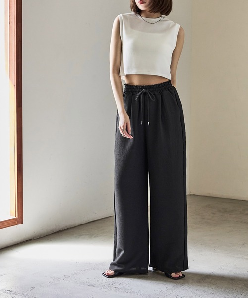Fashion Letter（ファッションレター）の「ストライプ&無地 パジャマパンツ（スウェットパンツ・レディース・マスタード/ブルー系その他/グリーン系その他/テラコッタ/ブラック/グレイッシュベージュ/ブラウン系その他/ブラック系その他/ネイビー系・M）」の16枚目の写真