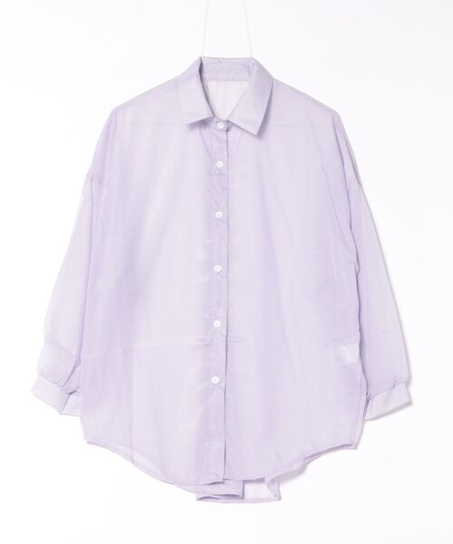 Coo+i（クーイ）の「オーバーサイズ シアーシャツ（シャツ/ブラウス・レディース・ピンク/ミント/ラベンダー/ブラック/ホワイト・FREE）」の15枚目の写真