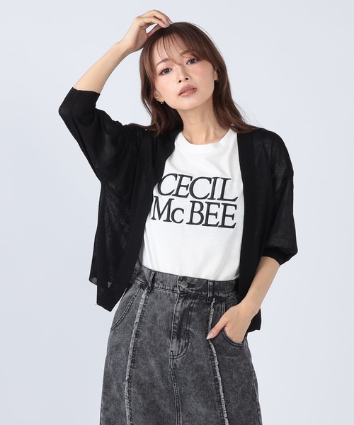 CECIL McBEE(セシルマクビー)の「UV x 接触冷感 ウォッシャブルシアーカーディガン(ニット/セーター・レディース・レッド/モカ/ブラック/オフホワイト・MEDIUM)」の6枚目の写真