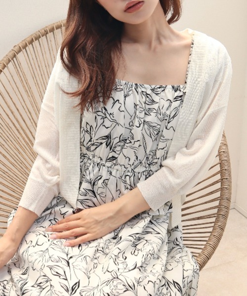 CECIL McBEE(セシルマクビー)の「UV x 接触冷感 ウォッシャブルシアーカーディガン(ニット/セーター・レディース・レッド/モカ/ブラック/オフホワイト・MEDIUM)」の17枚目の写真