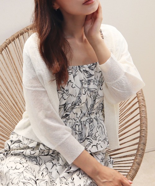 CECIL McBEE(セシルマクビー)の「UV x 接触冷感 ウォッシャブルシアーカーディガン(ニット/セーター・レディース・レッド/モカ/ブラック/オフホワイト・MEDIUM)」の16枚目の写真