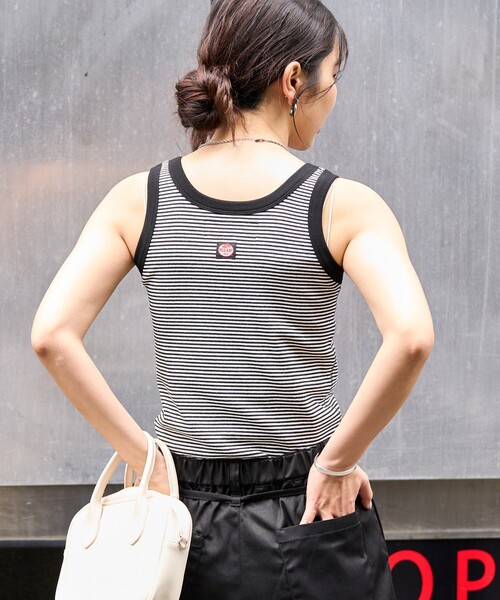 FREAK'S STORE（フリークスストア）の「RED KAP × FREAK'S STORE/レッドキャップ 別注 ボーダーヘンリータンクトップ（タンクトップ・レディース・パープル/ブラック/レモンイエロー・ﾌﾘ-）」の12枚目の写真