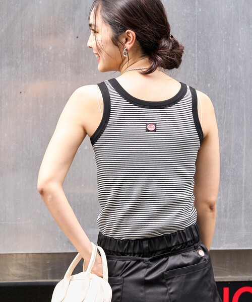 FREAK'S STORE（フリークスストア）の「RED KAP × FREAK'S STORE/レッドキャップ 別注 ボーダーヘンリータンクトップ（タンクトップ・レディース・パープル/ブラック/レモンイエロー・ﾌﾘ-）」の13枚目の写真