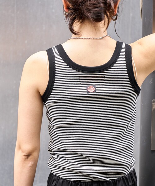 FREAK'S STORE（フリークスストア）の「RED KAP × FREAK'S STORE/レッドキャップ 別注 ボーダーヘンリータンクトップ（タンクトップ・レディース・パープル/ブラック/レモンイエロー・ﾌﾘ-）」の16枚目の写真