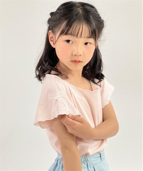 axes femme(アクシーズファム)の「リボン×スカラップトップス(Tシャツ/カットソー・キッズ・ピンク/ネイビー・LARGE/X-LARGE/MEDIUM)」の2枚目の写真