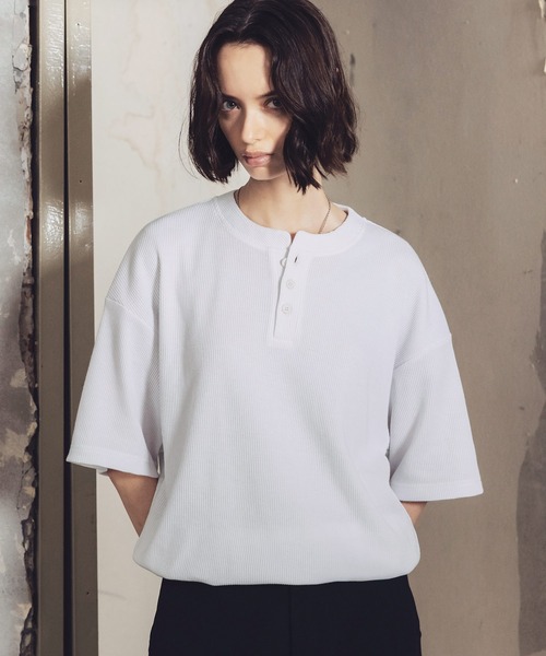 ROCHEM（ローシェン）の「サーマルヘンリーネックドローコードT（Tシャツ/カットソー・メンズ・ブラウン/グレー/ブラック/グレー系/ブラック系/ホワイト・XS/S/M/L）」の13枚目の写真
