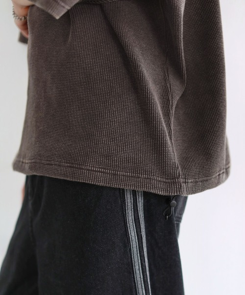 ROCHEM（ローシェン）の「ヴィンテージ加工サーマルヘンリーネックドローコードT（Tシャツ/カットソー・メンズ・ブラウン/グレー/ブラック・XS/S/M/L）」の20枚目の写真