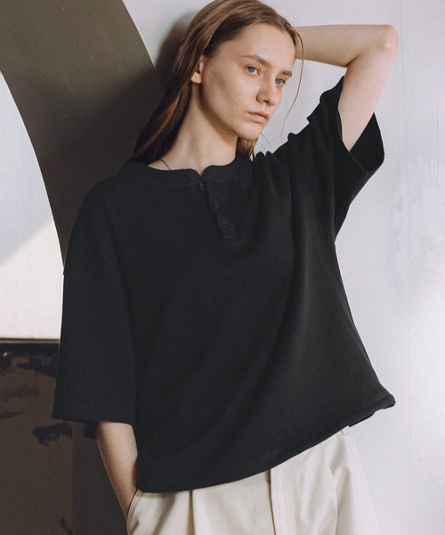 ROCHEM(ローシェン)の「サーマルヘンリーネックドローコードT(Tシャツ/カットソー・メンズ・ブラウン/グレー/ブラック/グレー系/ブラック系・XS/S/M/L)」の19枚目の写真